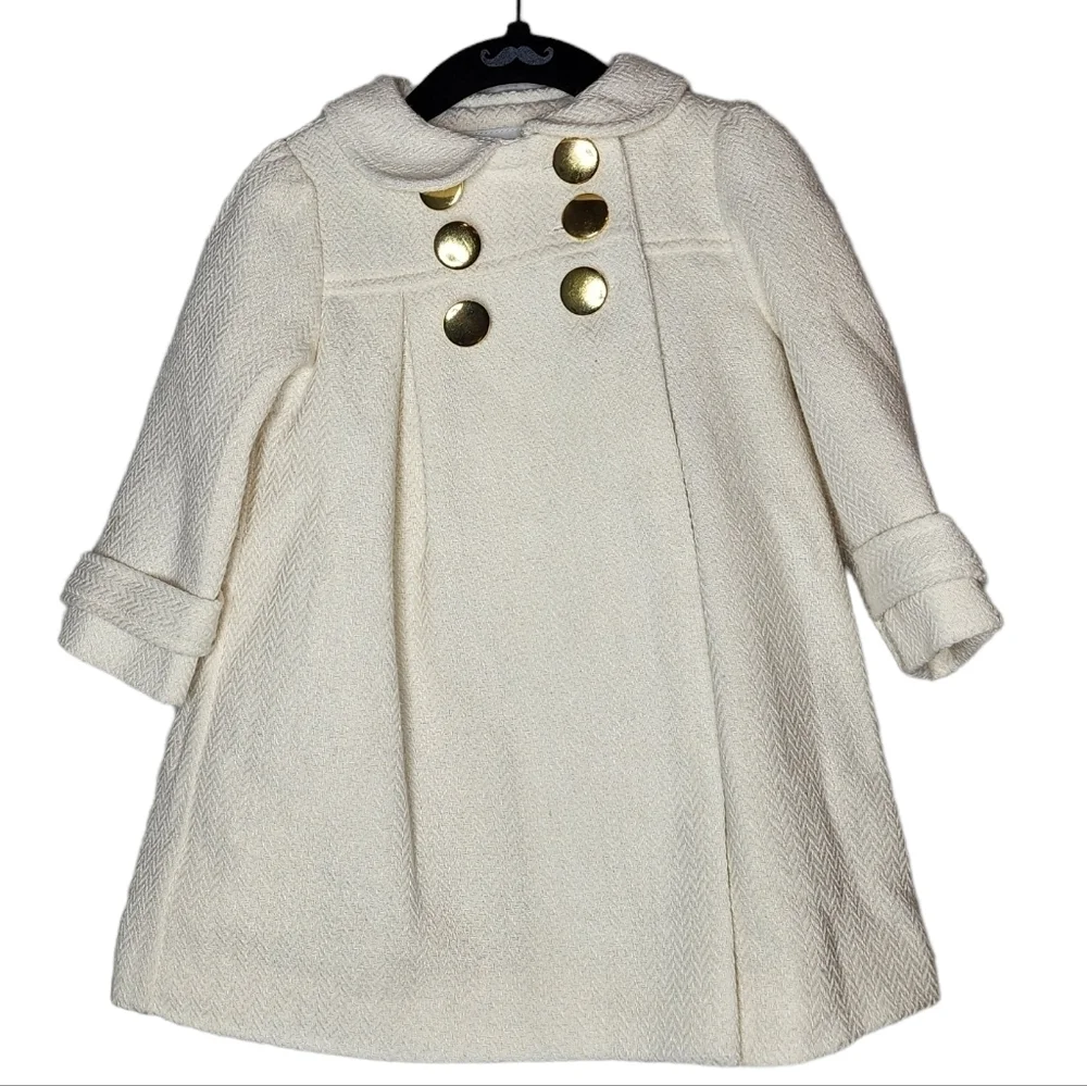 Polly Flinders‎ wool-blend cream coat. Size 12 Months.